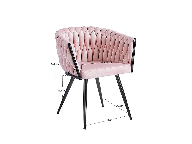 Sillas Comedor - Silla Widny Black Terciopelo - Rosa