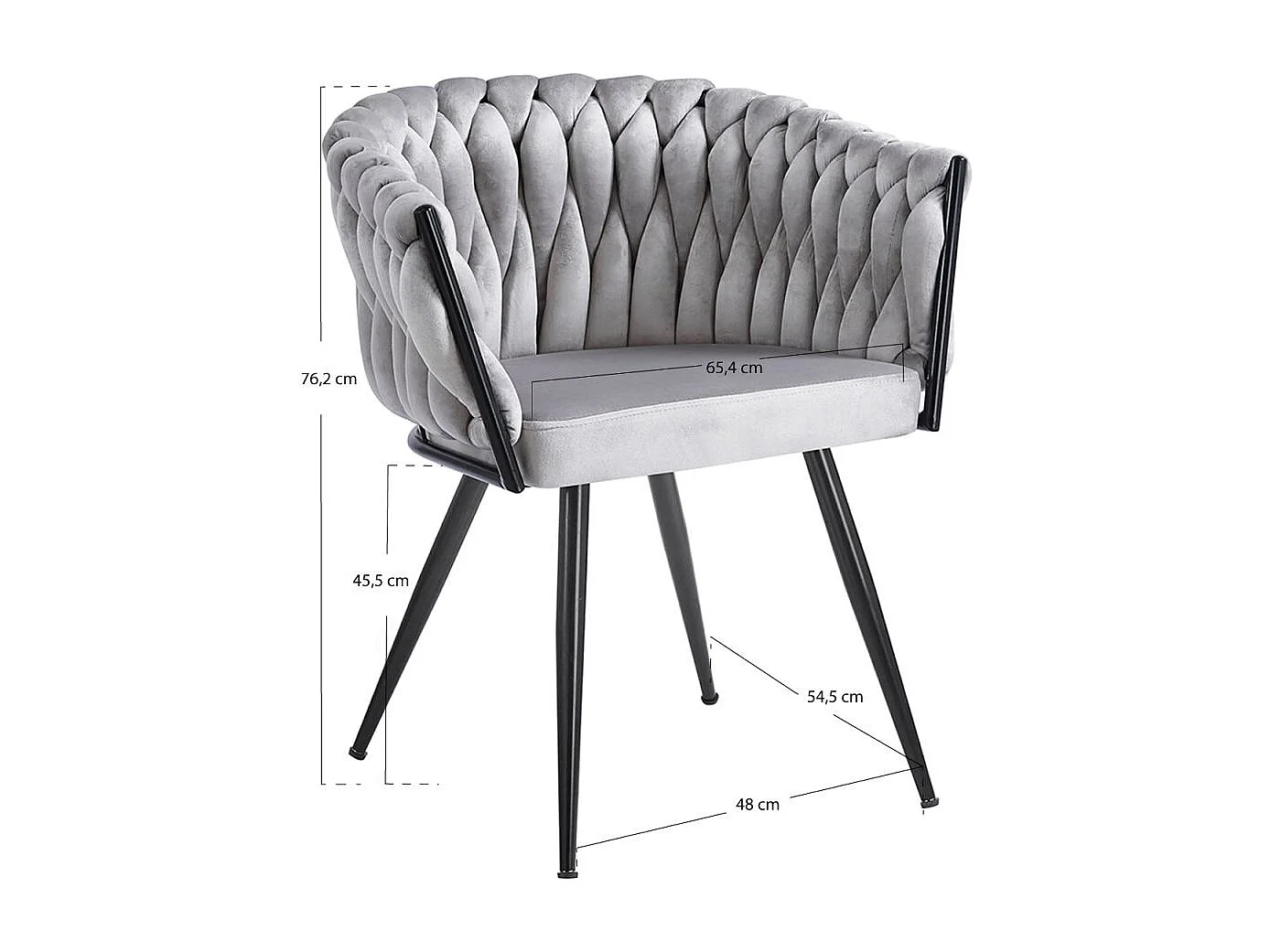 Sillas Comedor - Silla Widny Black Terciopelo - Gris claro