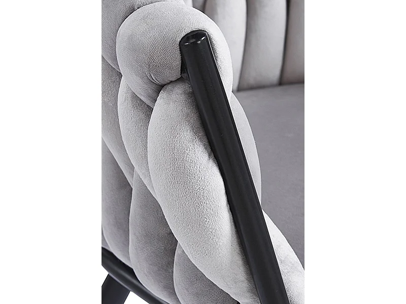 Sillas Comedor - Silla Widny Black Terciopelo - Gris claro