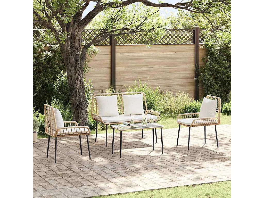 Conjunto de Muebles de Jardín 4 pcs Marrón Negro Crema