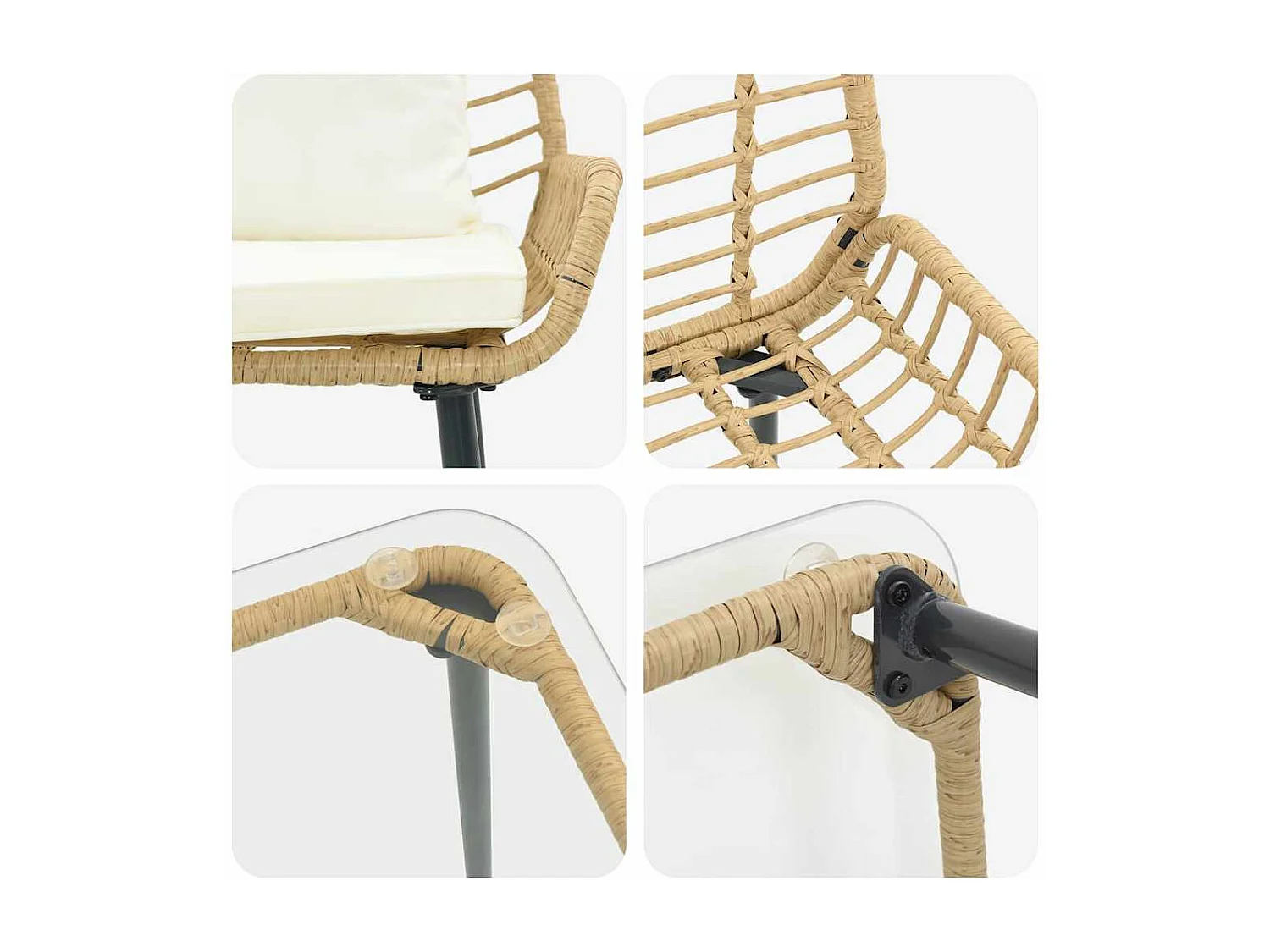 Conjunto de Muebles de Jardín 4 pcs Marrón Negro Crema