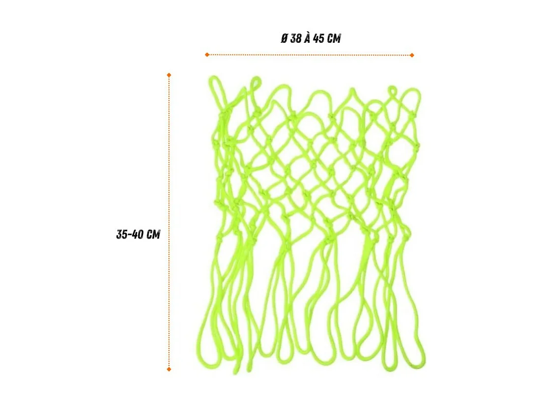 Pack arceau de basket  rouge ( 45 cm) et filet phosphorescent inclus