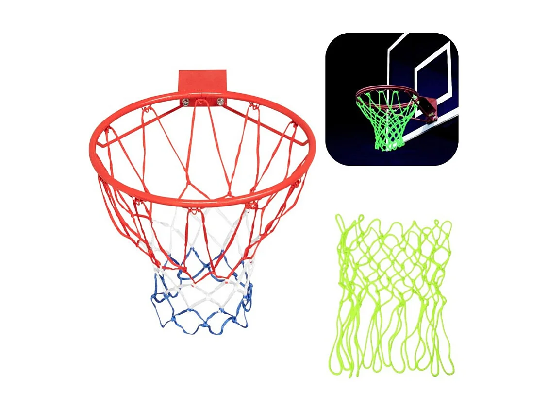 Pack arceau de basket  rouge ( 45 cm) et filet phosphorescent inclus