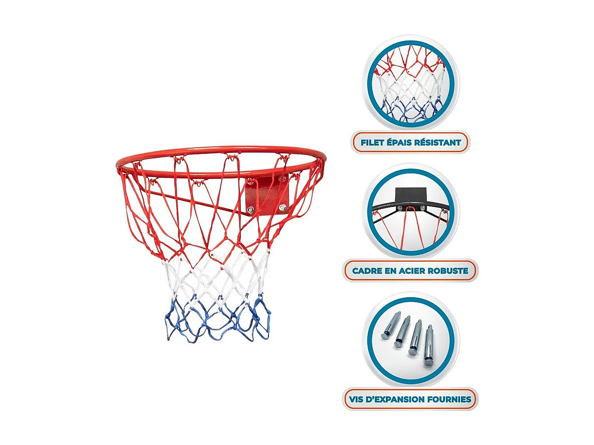 Pack arceau de basket  rouge ( 45 cm) et filet phosphorescent inclus