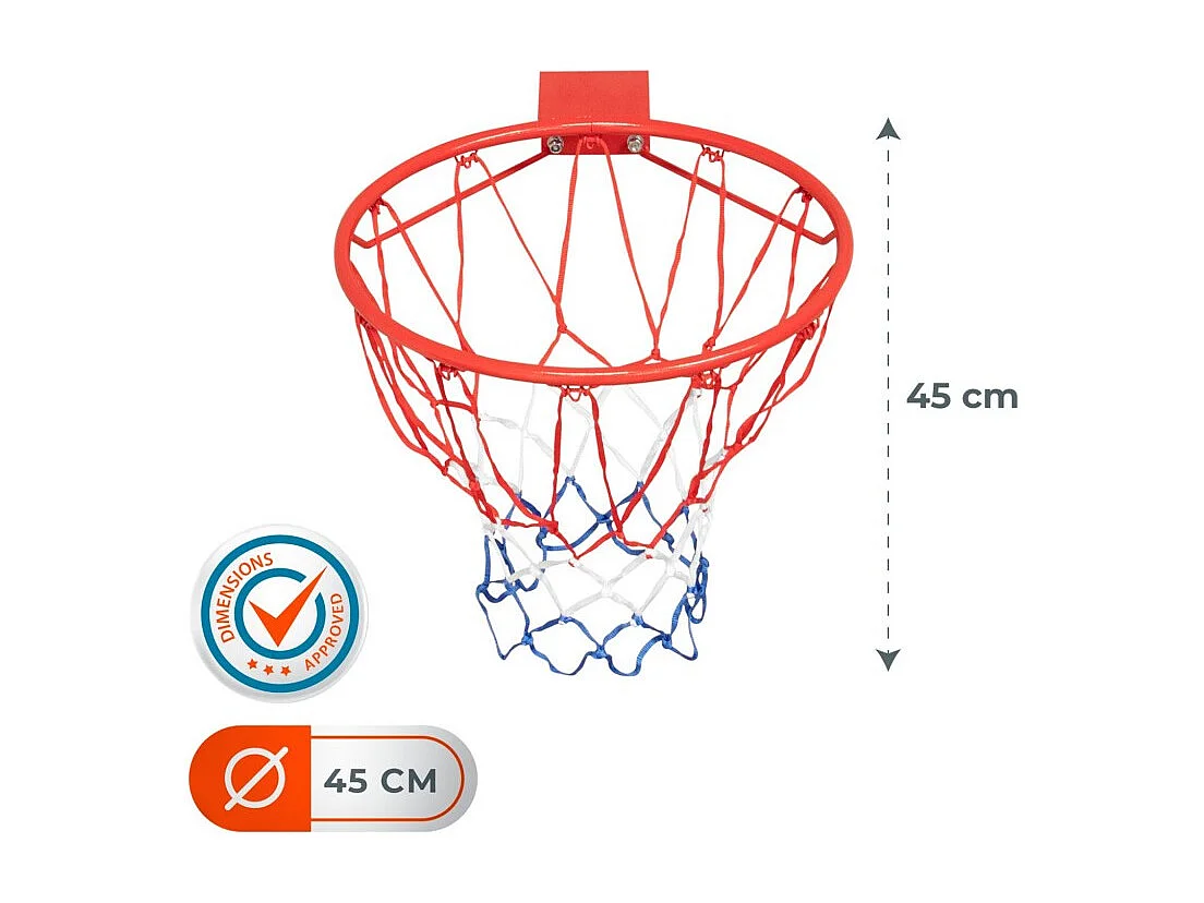 Pack arceau de basket  rouge ( 45 cm) et filet phosphorescent inclus