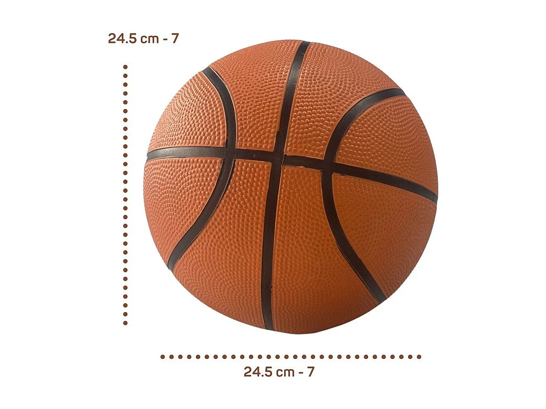 Pack Ballon de Basket orange Ø24,5cm - taille 7 -Pompe de gonflage et 2 Filets