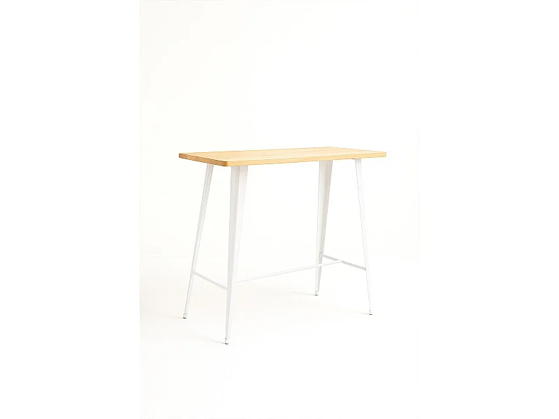 Mesas Comedor - Mesa Torix Alta Rectangular Madera Natural 120 x 60 cm - Blanco