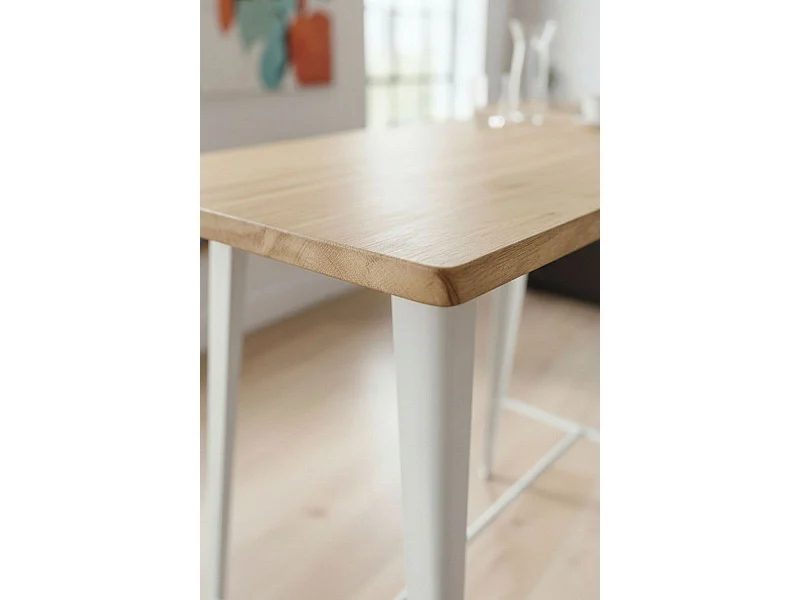 Mesas Comedor - Mesa Torix Alta Rectangular Madera Natural 120 x 60 cm - Blanco