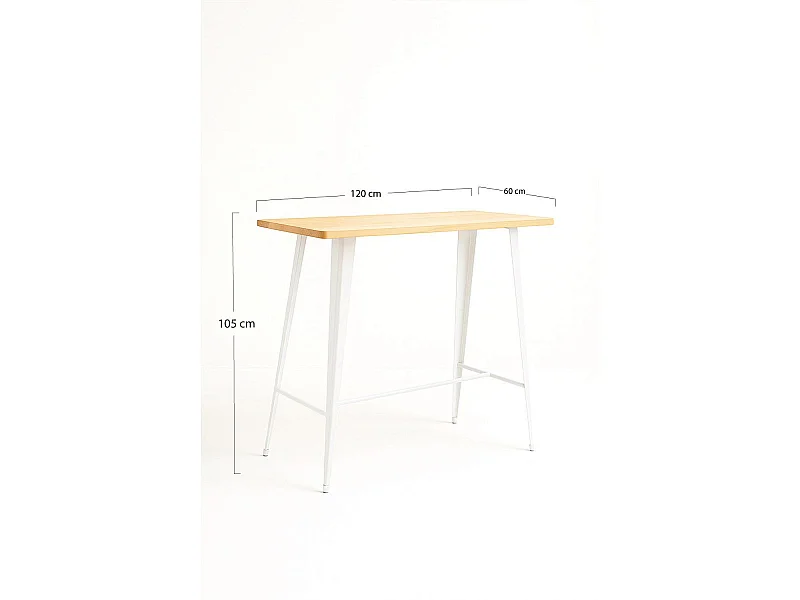 Mesas Comedor - Mesa Torix Alta Rectangular Madera Natural 120 x 60 cm - Blanco