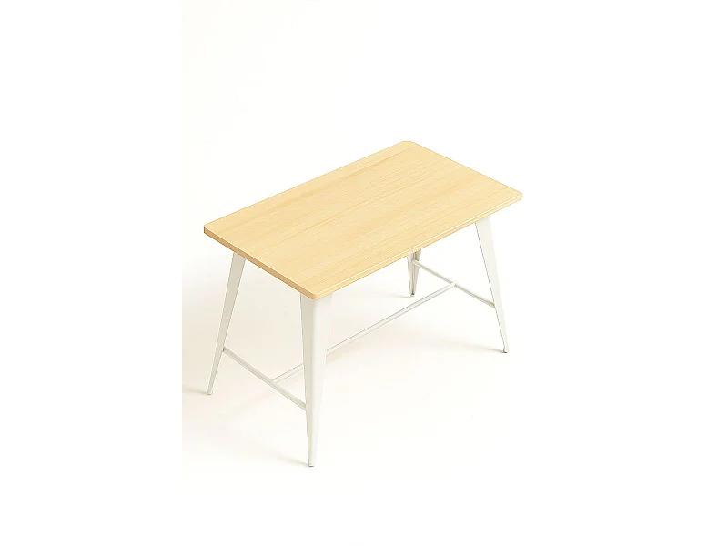 Mesas Comedor - Mesa Torix Alta Rectangular Madera Natural 120 x 60 cm - Blanco