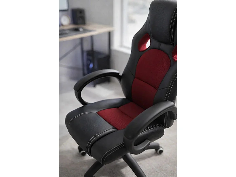 Silla Gaming Pro - Rojo y Negro - Máxima Ergonomía - Ideal para sesiones de Gaming