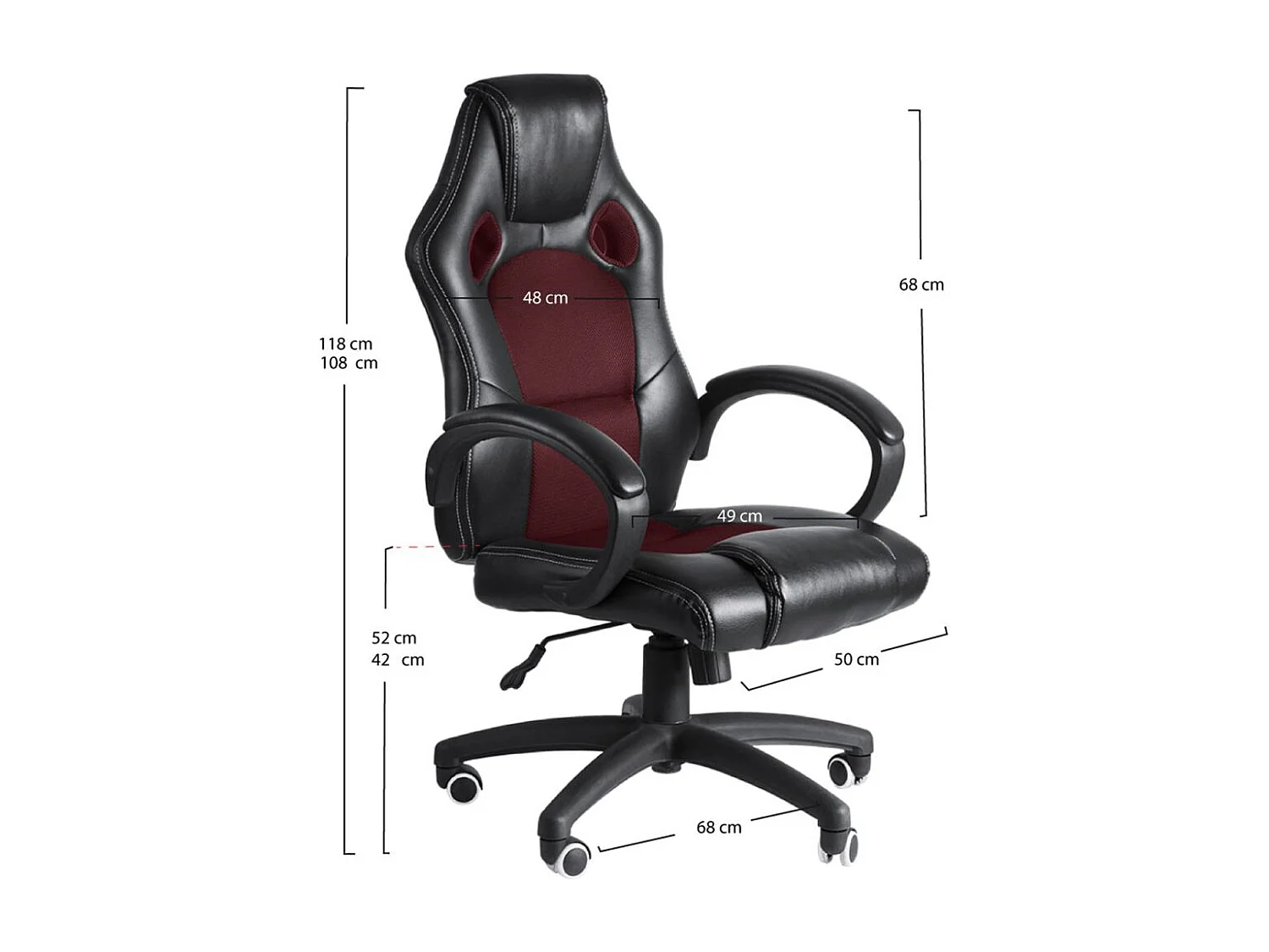Silla Gaming Pro - Rojo y Negro - Máxima Ergonomía - Ideal para sesiones de Gaming