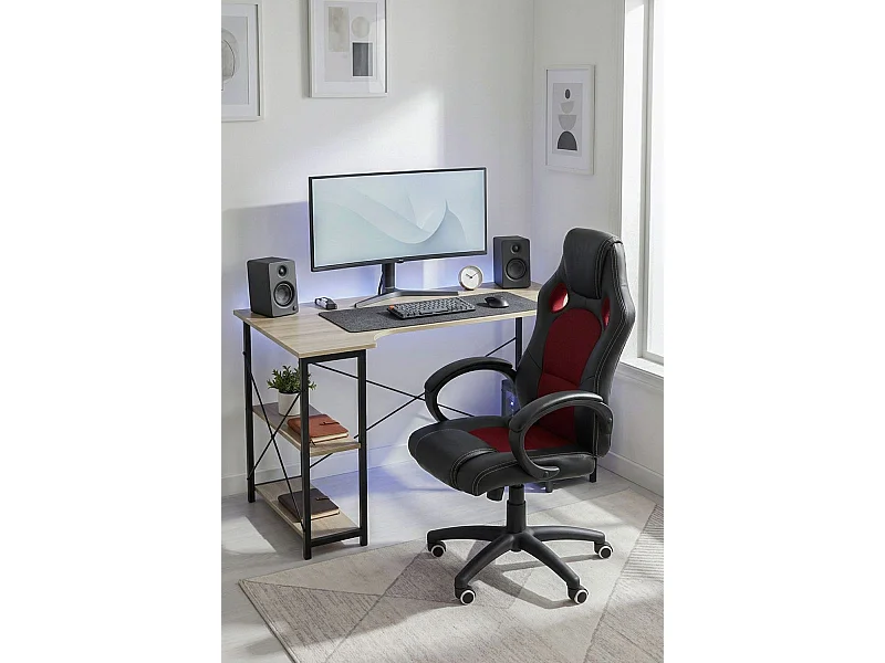 Silla Gaming Pro - Rojo y Negro - Máxima Ergonomía - Ideal para sesiones de Gaming