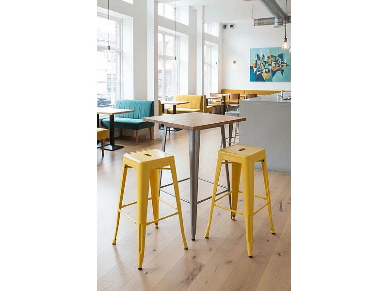 Mesas Bar - Mesa Torix Alta Madera Natural 60 cm - Gris metalizado