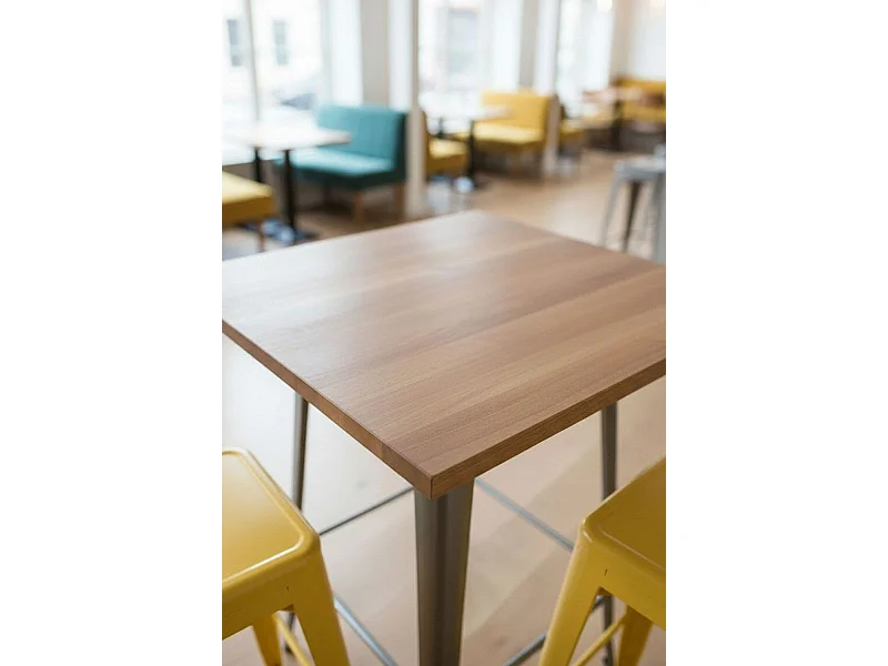 Mesas Bar - Mesa Torix Alta Madera Natural 60 cm - Gris metalizado