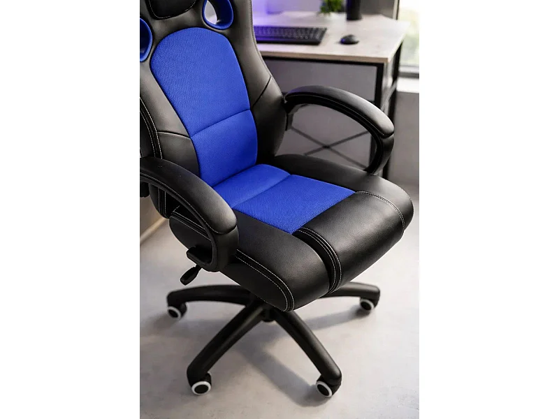 Silla Gaming Pro - Azul y Negro - Máxima Ergonomía - Ideal para sesiones de Gaming