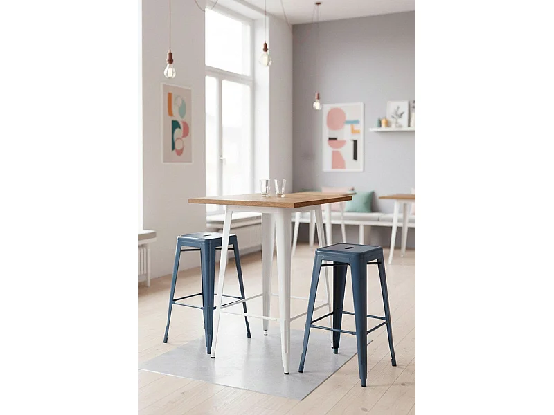 Mesas Bar - Mesa Torix Alta Madera Natural 60 cm - Blanco