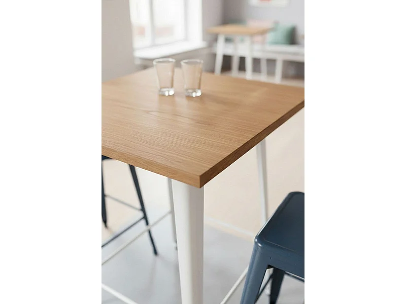 Mesas Bar - Mesa Torix Alta Madera Natural 60 cm - Blanco