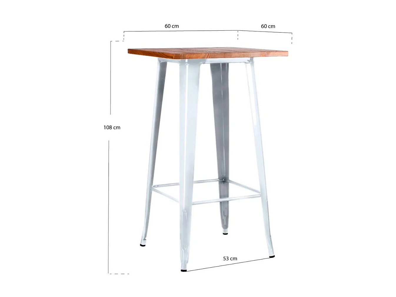 Mesas Bar - Mesa Torix Alta Madera Natural 60 cm - Blanco