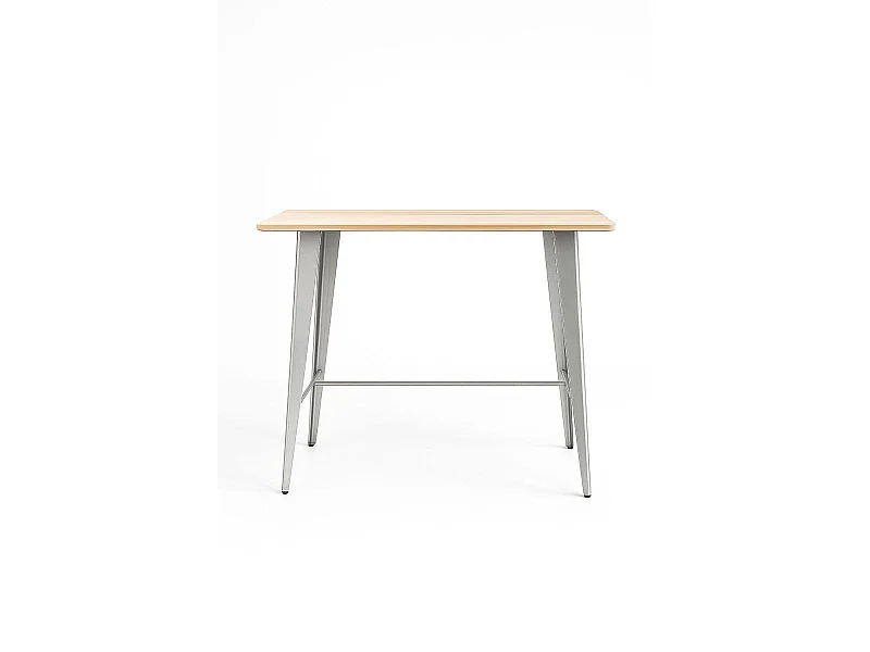 Mesas Comedor - Mesa Torix Alta Rectangular Madera Natural 120 x 60 cm - Gris metalizado