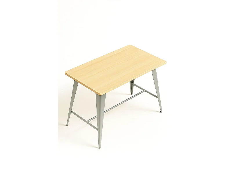 Mesas Comedor - Mesa Torix Alta Rectangular Madera Natural 120 x 60 cm - Gris metalizado