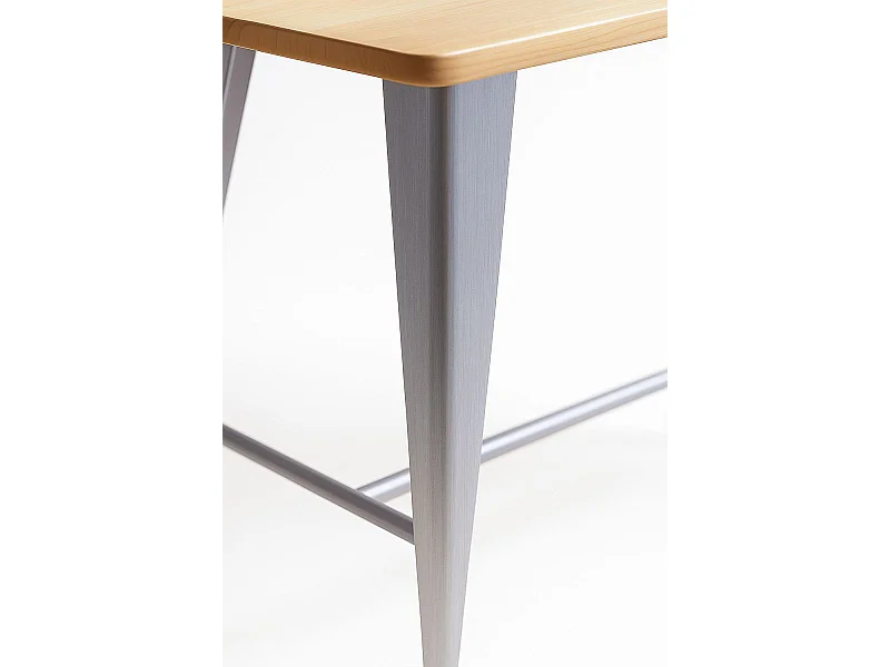 Mesas Comedor - Mesa Torix Alta Rectangular Madera Natural 120 x 60 cm - Gris metalizado