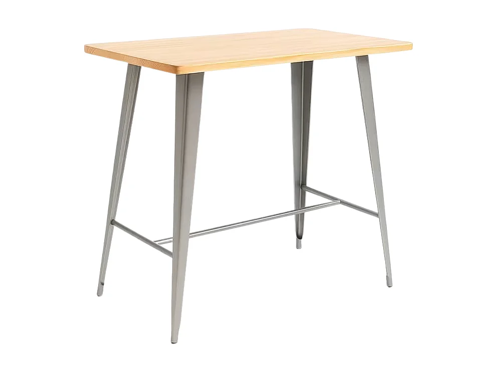Mesas Comedor - Mesa Torix Alta Rectangular Madera Natural 120 x 60 cm - Gris metalizado