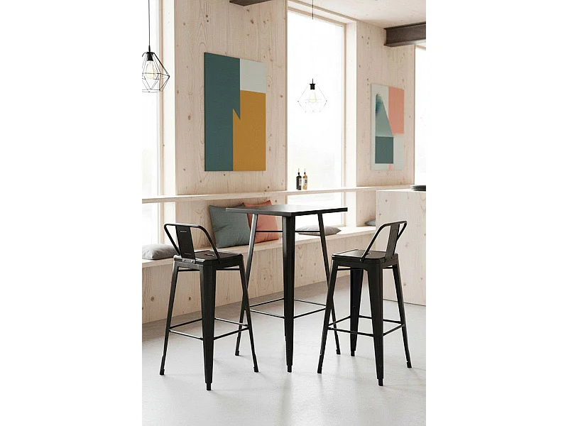 Mesas Bar - Mesa Torix Alta Cuadrada 60 cm - Negro