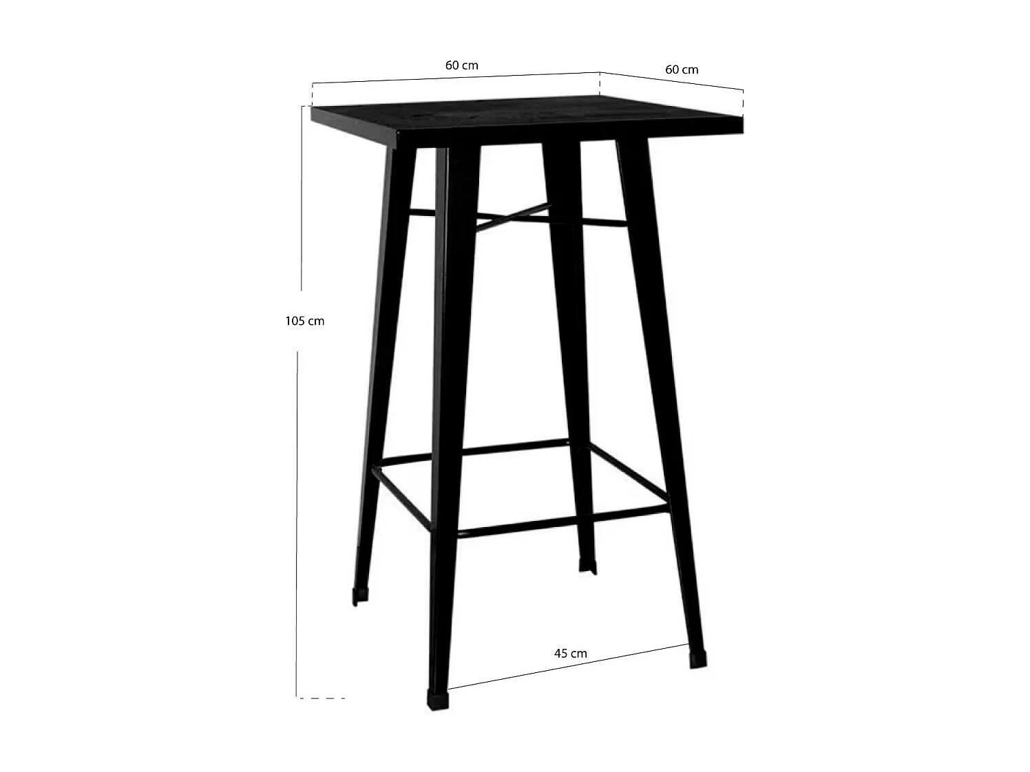 Mesas Bar - Mesa Torix Alta Cuadrada 60 cm - Negro