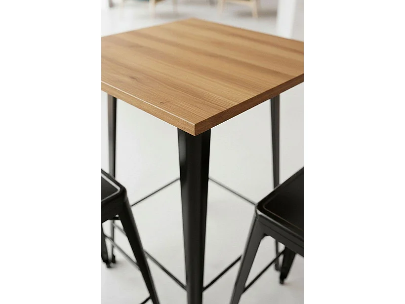 Mesas Bar - Mesa Torix Alta Madera Natural 60 cm - Negro