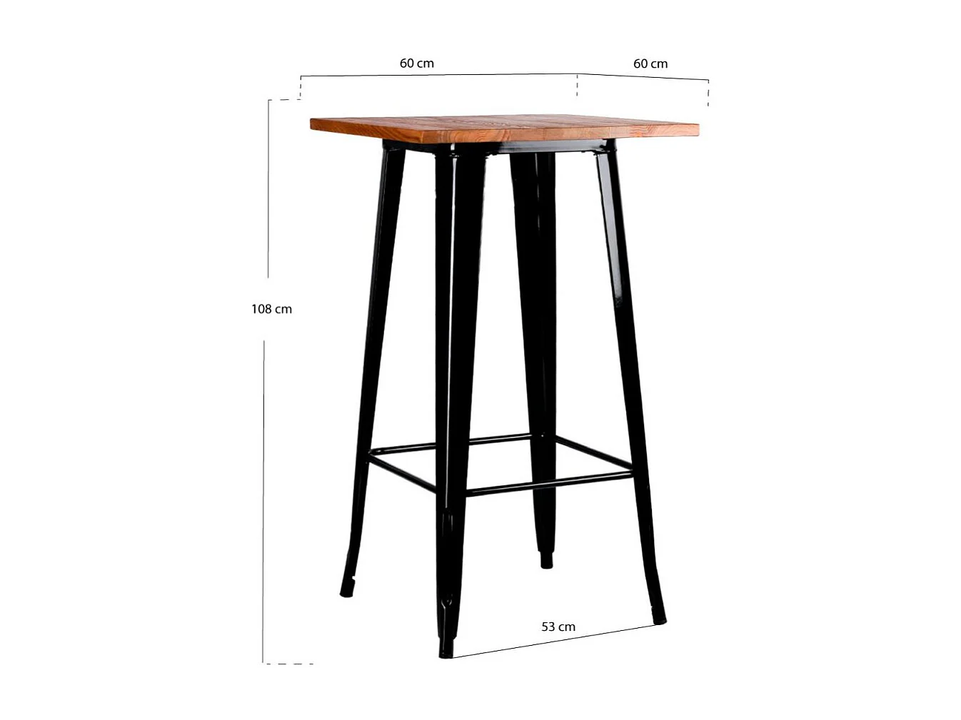 Mesas Bar - Mesa Torix Alta Madera Natural 60 cm - Negro