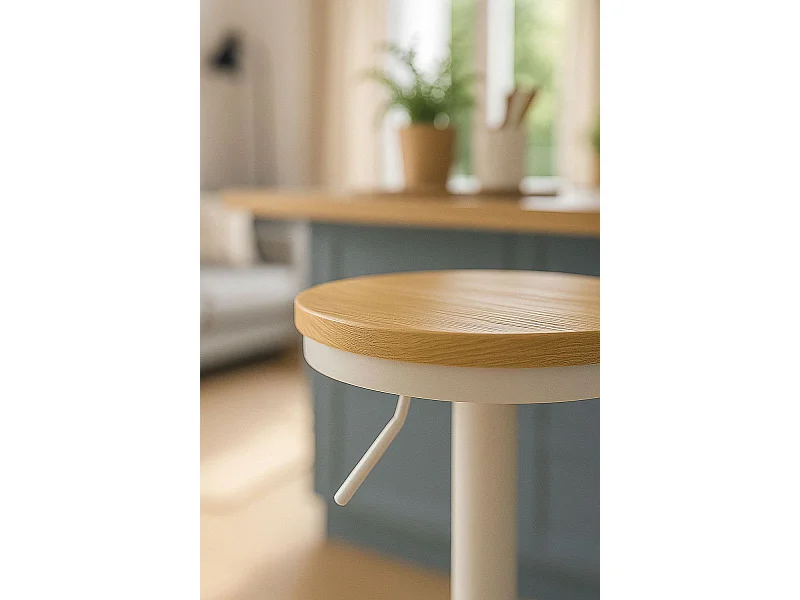 Taburetes Cocina - Taburete Vikin Asiento Madera - Blanco