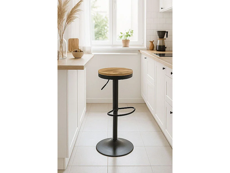 Taburetes Cocina - Taburete Vikin Asiento Madera - Negro