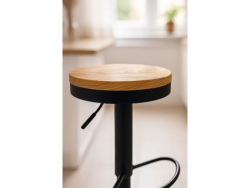 Taburetes Cocina - Taburete Vikin Asiento Madera - Negro