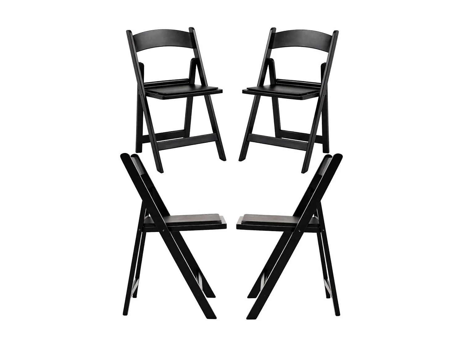 Sillas Plegables - Pack 4 Sillas Gala Plegable con Cojín efecto Madera - Negro