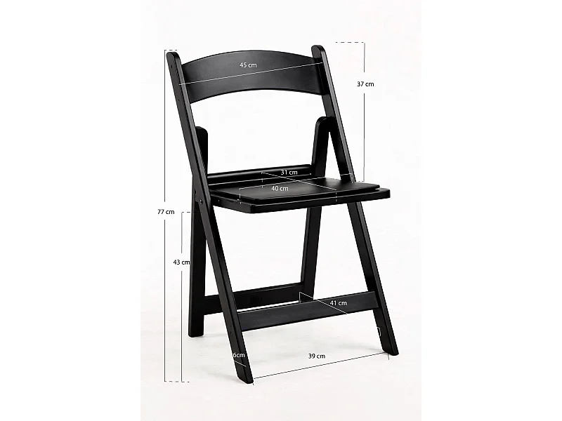 Sillas Plegables - Pack 4 Sillas Gala Plegable con Cojín efecto Madera - Negro