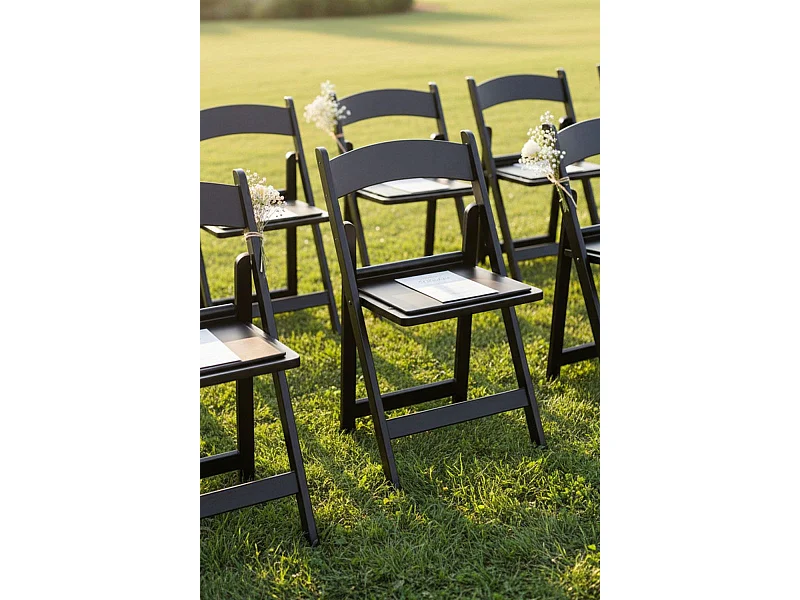 Sillas Plegables - Pack 4 Sillas Gala Plegable con Cojín efecto Madera - Negro