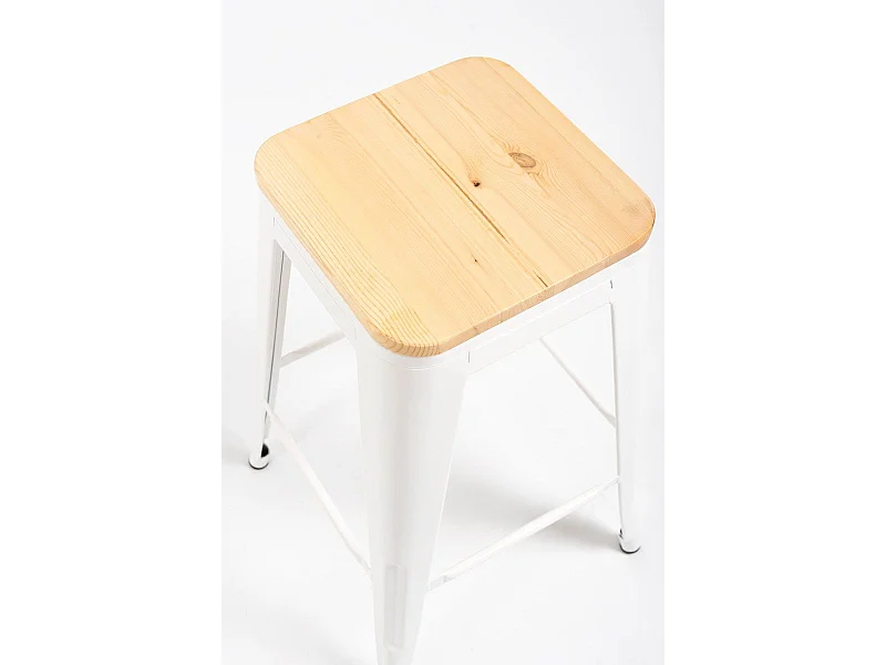 Lote de 4 Taburetes Torix Bajos Madera Natural - Blanco