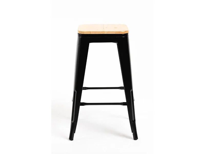 Lote de 4 Taburetes Torix Bajos Madera Natural - Negro