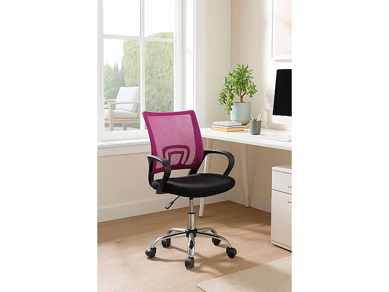 Silla de Oficina Midi Pro en Rosa Oscuro - Máxima Ergonomía - Ideal para Escritorio y Gaming