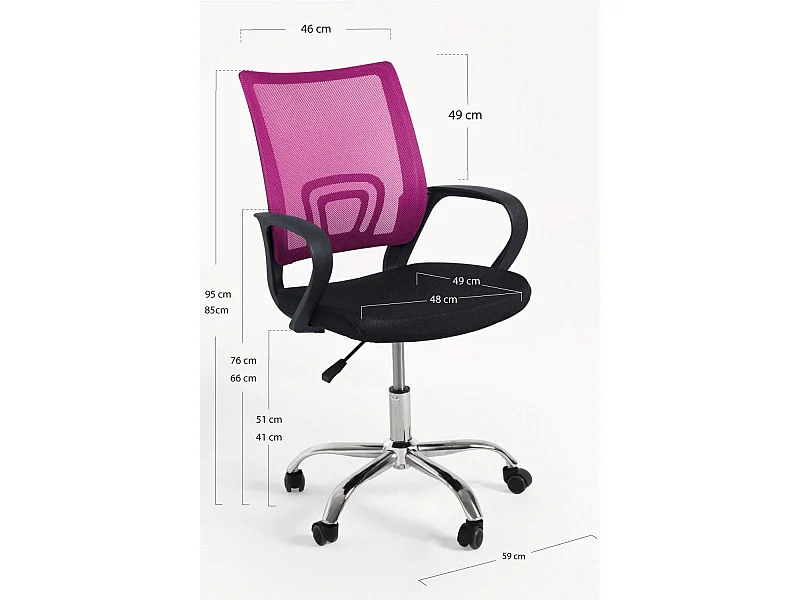Silla de Oficina Midi Pro en Rosa Oscuro - Máxima Ergonomía - Ideal para Escritorio y Gaming