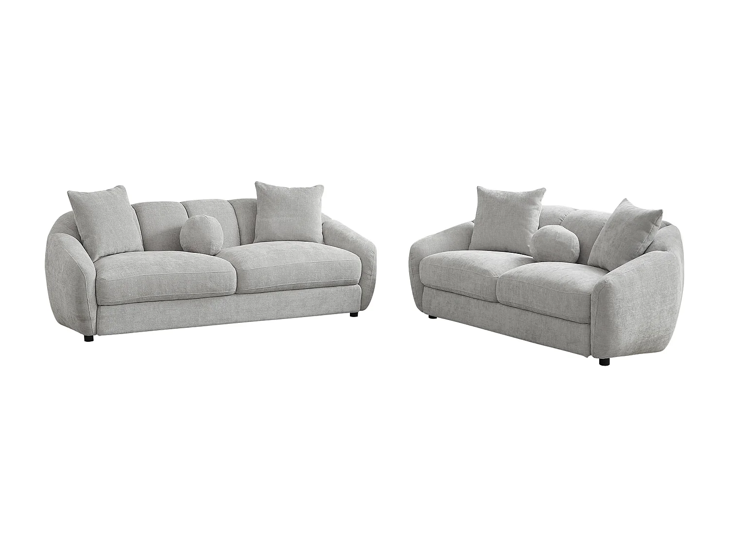 Canapé 3 places et 2 places en tissu texturé gris clair NAFEKI