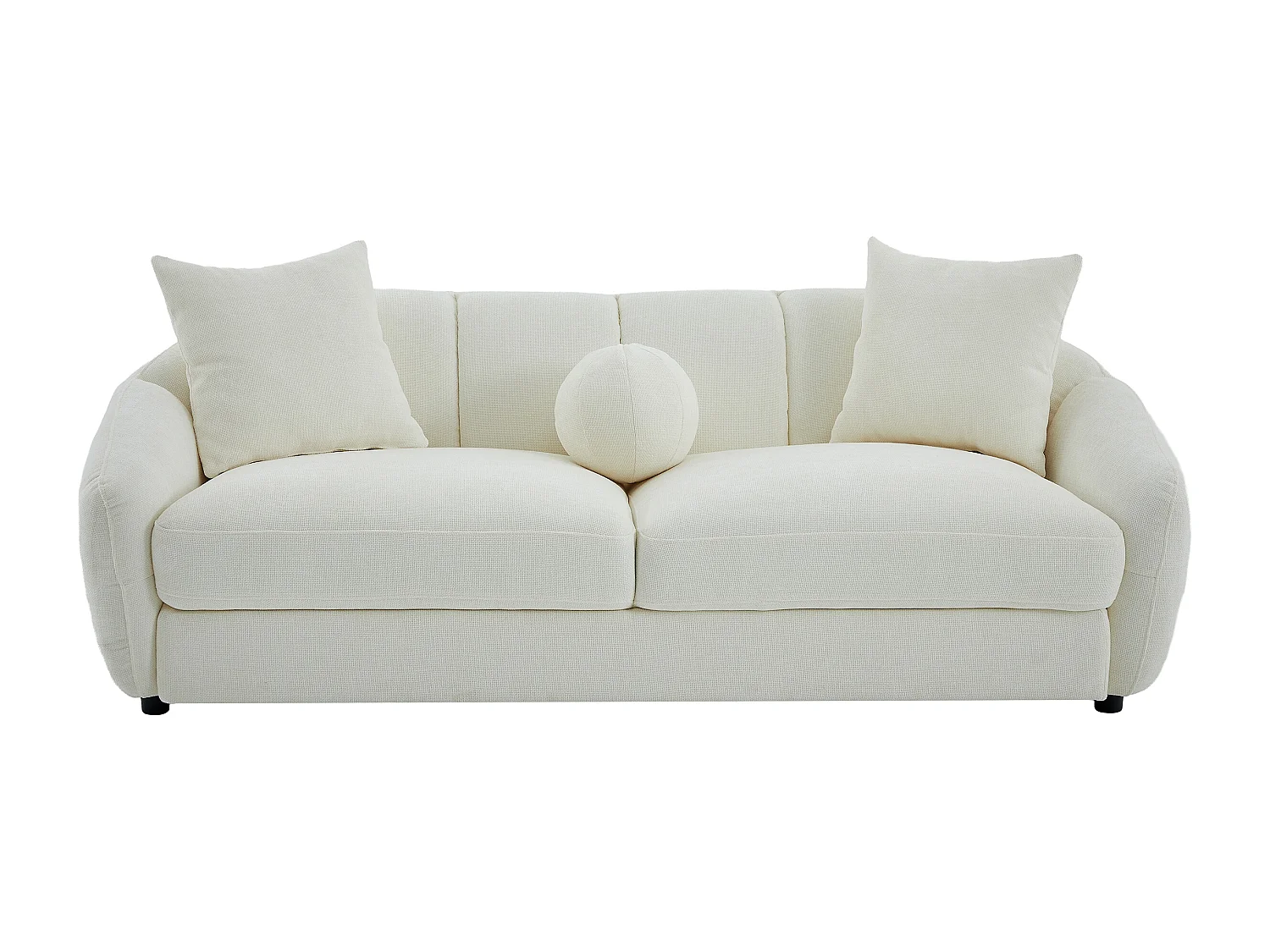 Canapé 3 places 2 places et un fauteuil en tissu texturé ivoire NAFEKI