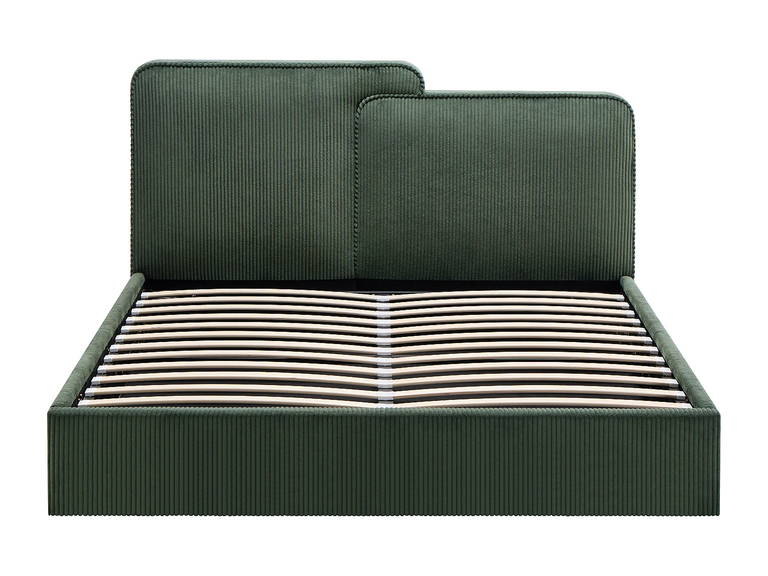 Lit coffre 160 x 200 cm - Velours côtelé - Vert sapin - NAYOLA