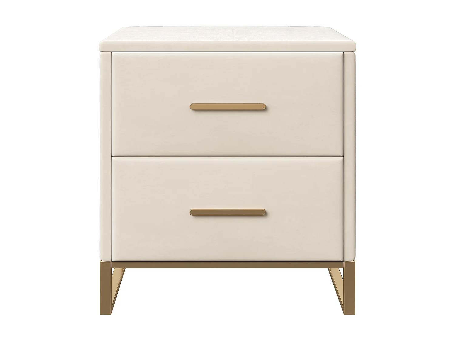 2 tiroirs Table de chevet - 50cm hauteur 2pcs Cabinet de chevet - Petite table de chevet en velours - pieds plaqués or