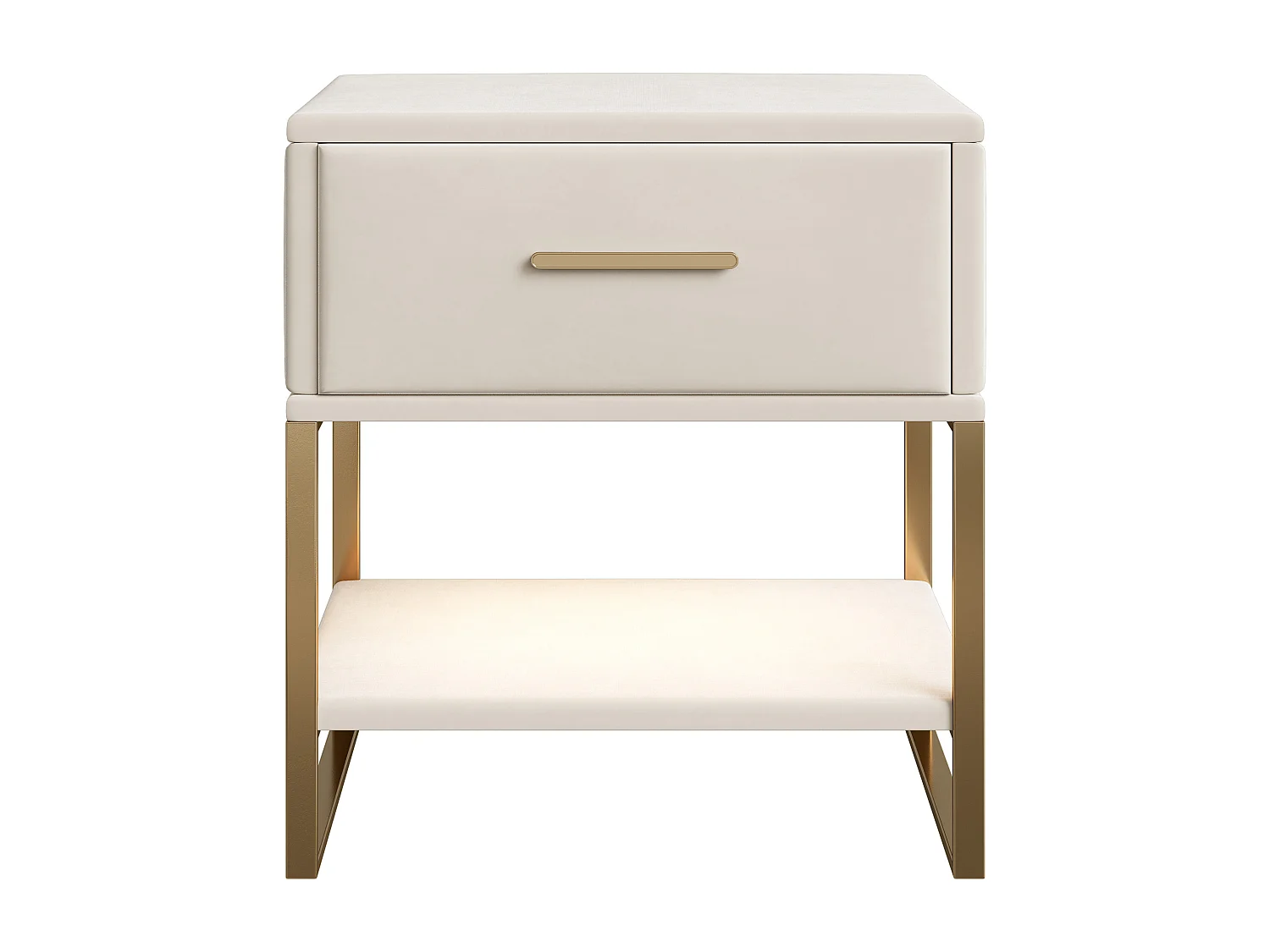 2pcs Table de chevet - Cabinet de côté - Velvet LED Light Table de côté avec 1 tiroir et 1 étagère ouverte - petite table latérale