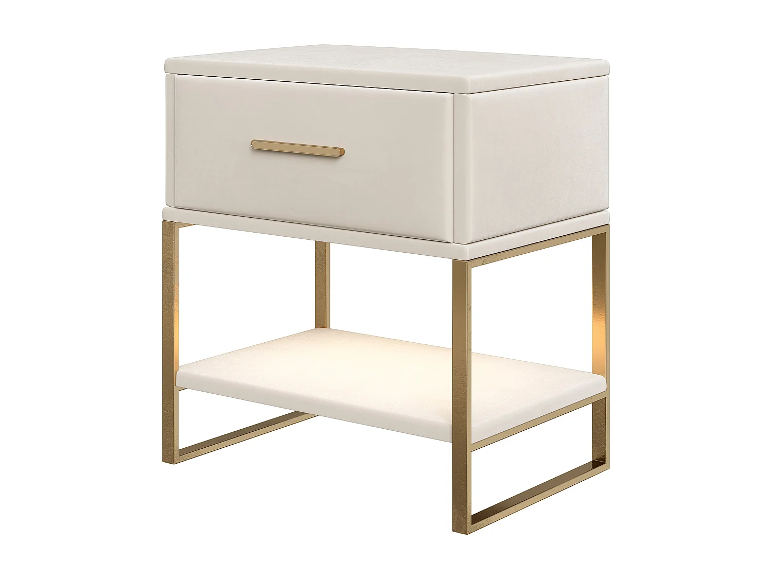 2pcs Table de chevet - Cabinet de côté - Velvet LED Light Table de côté avec 1 tiroir et 1 étagère ouverte - petite table latérale