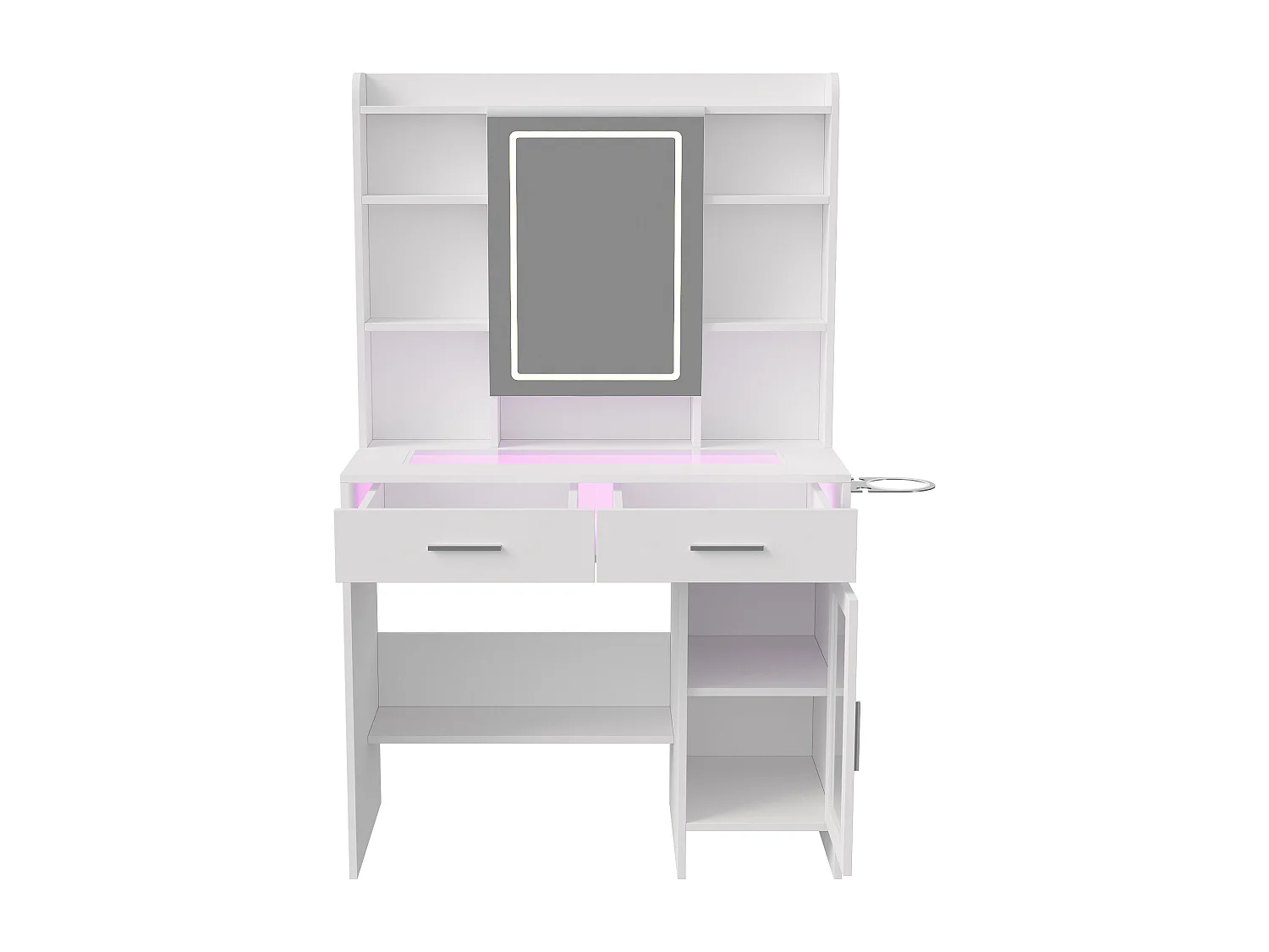 LED éclairage dressing table avec luminosité réglable - maquillage vanités avec miroir cosmétique et tiroirs et compartiments ouverts - blanc