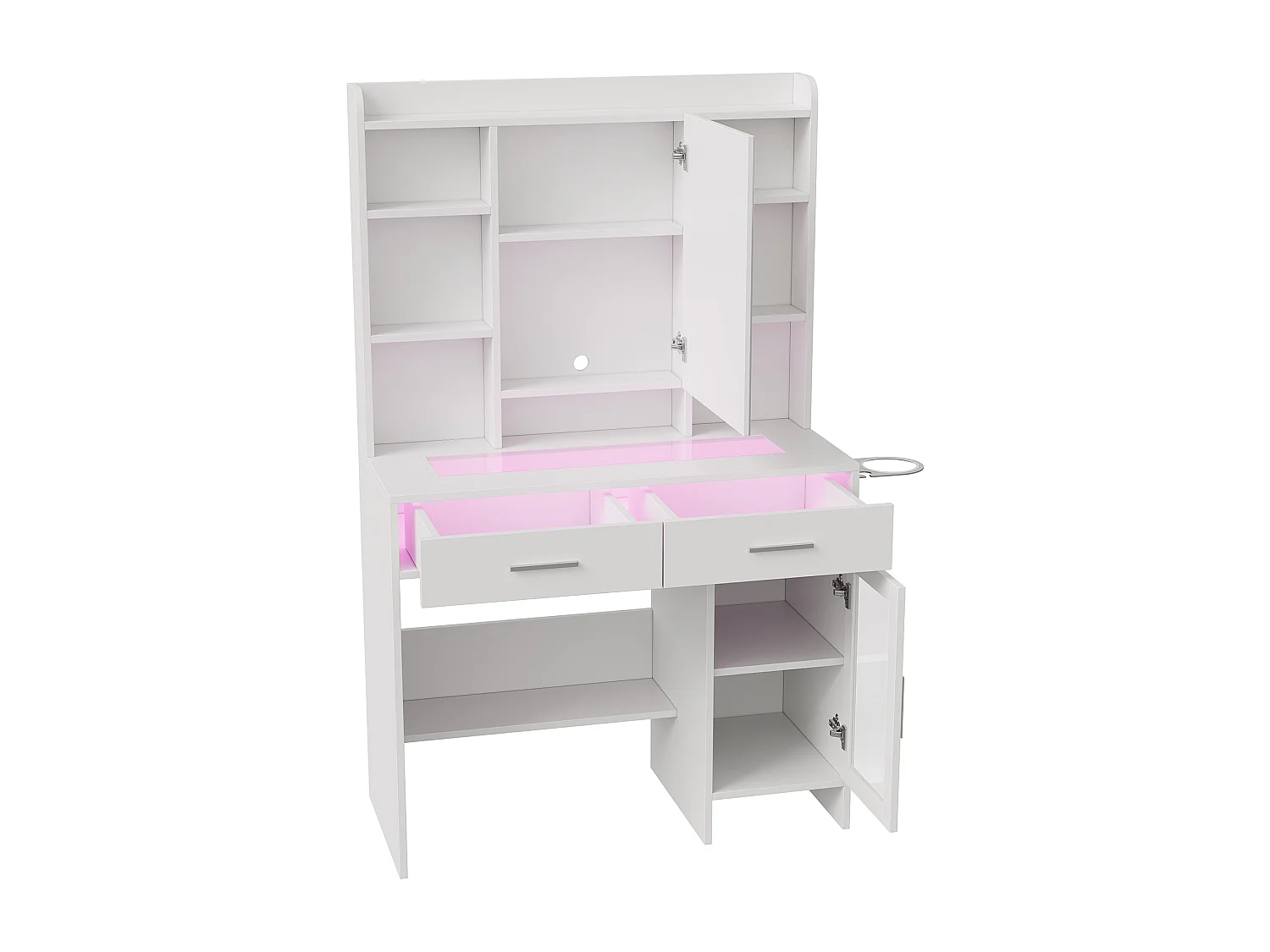 LED éclairage dressing table avec luminosité réglable - maquillage vanités avec miroir cosmétique et tiroirs et compartiments ouverts - blanc