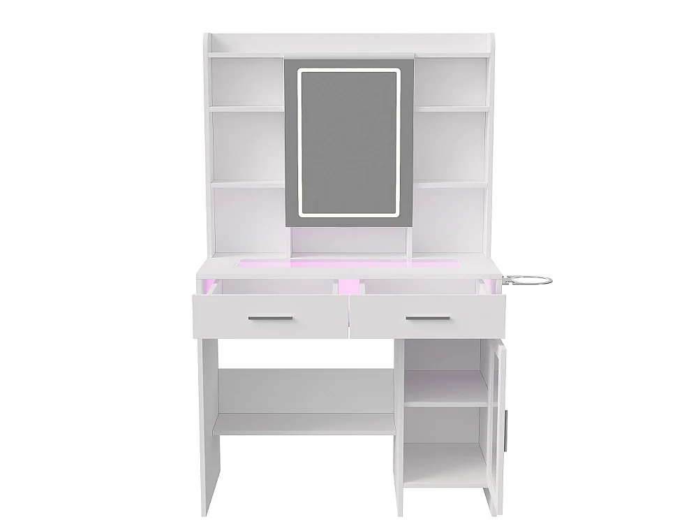 LED éclairage dressing table avec luminosité réglable - maquillage vanités avec miroir cosmétique et tiroirs et compartiments ouverts - blanc
